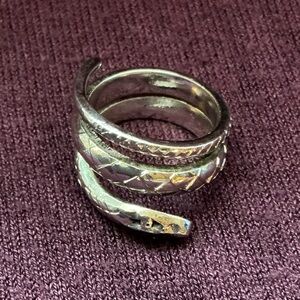 Snake Wrap Design Silver-Tone Ring